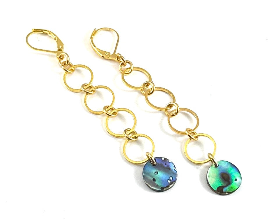 Abalone Shell Earrings - Brass