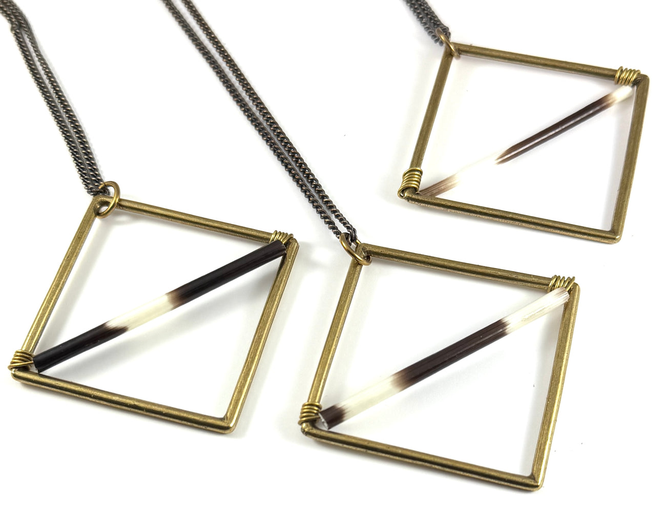 African Porcupine Quill - Bronze Square Chain Necklace