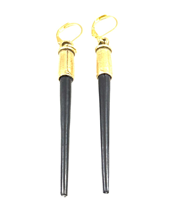 African Porcupine Quill Lever Back Earrings
