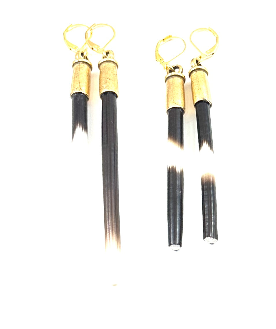 African Porcupine Quill Lever Back Earrings