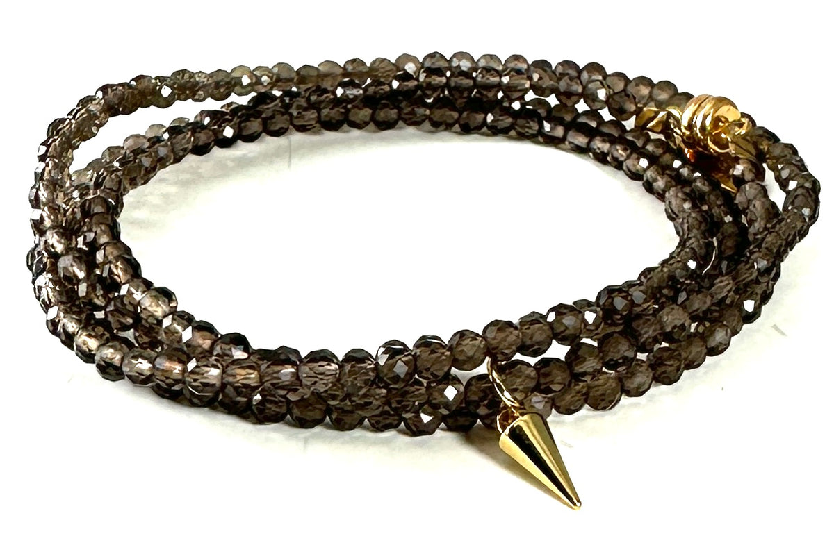 Semi-Precious Beaded Wrap with Gold Spike - 3mm