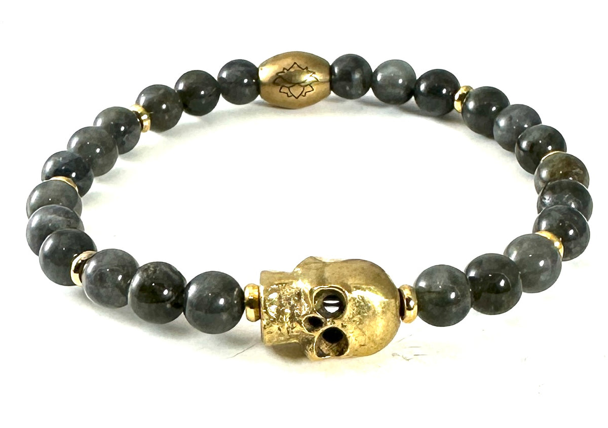 Brass Skull Stretch Bracelet - 6mm