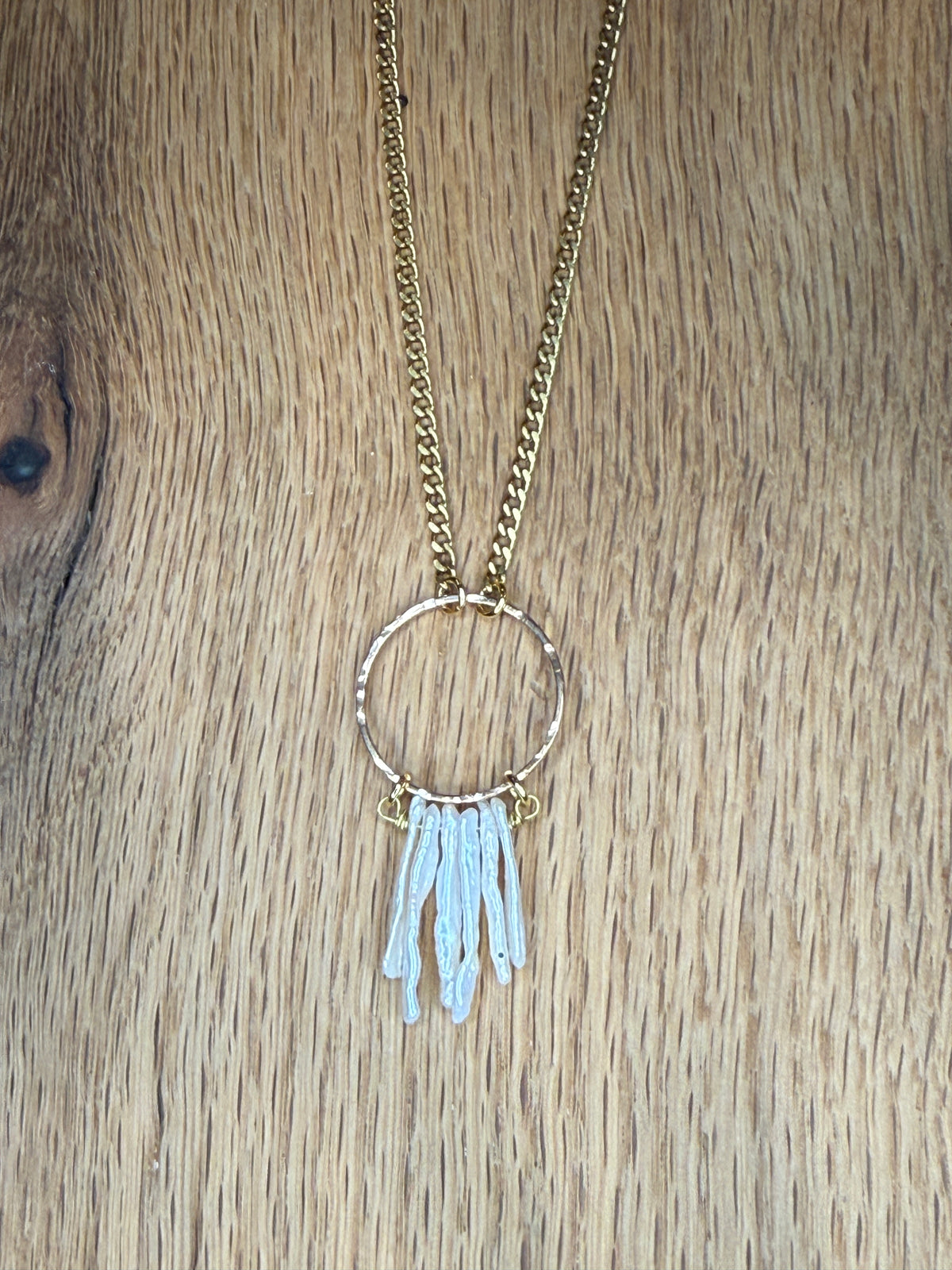 Biwa Pearl Circle Necklace