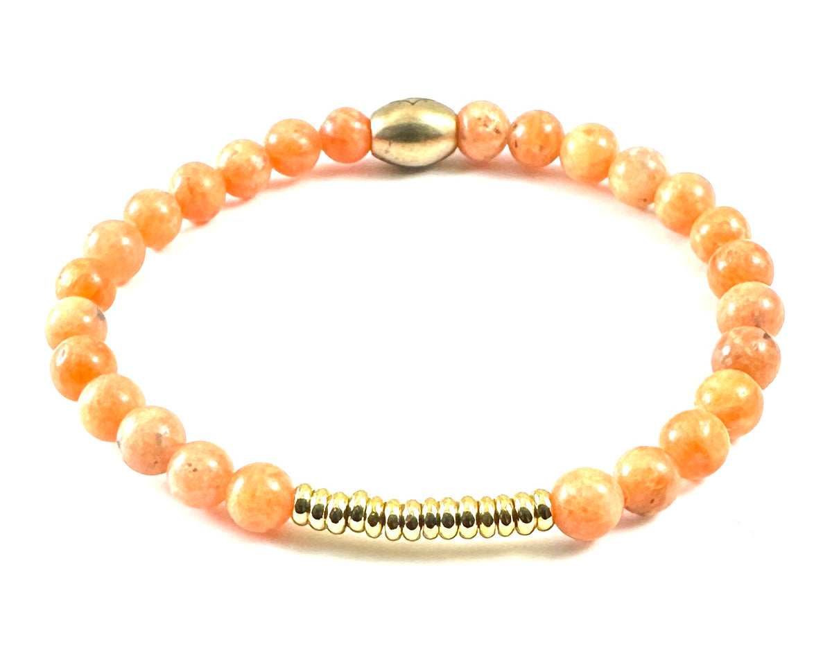 Gold Rondelle Stretch Bracelet - 6mm