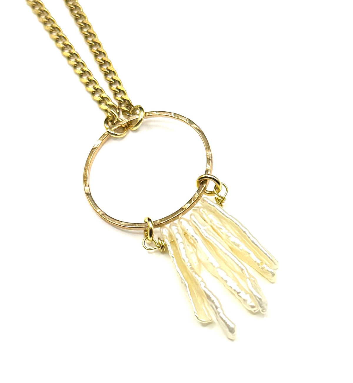 Biwa Pearl Circle Necklace