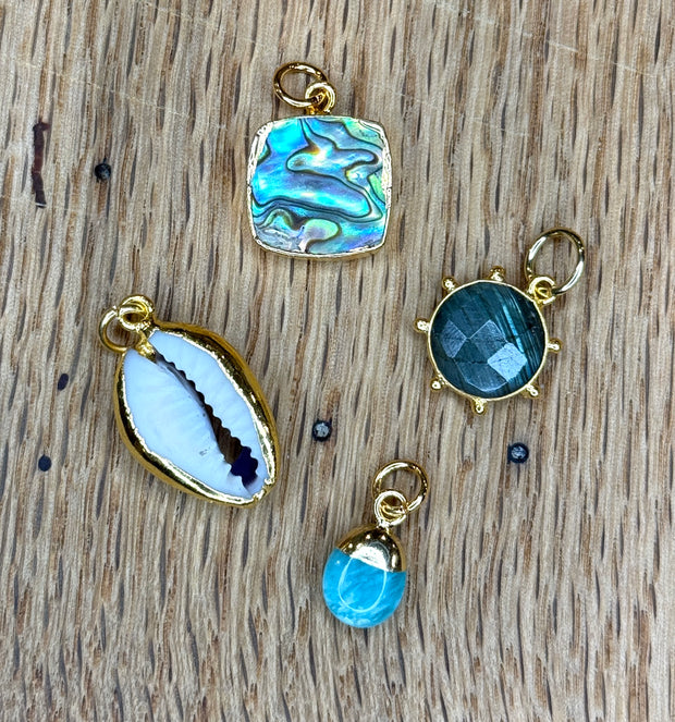 Charm Bar Charms - Gold Plated Shell and Stone Charms