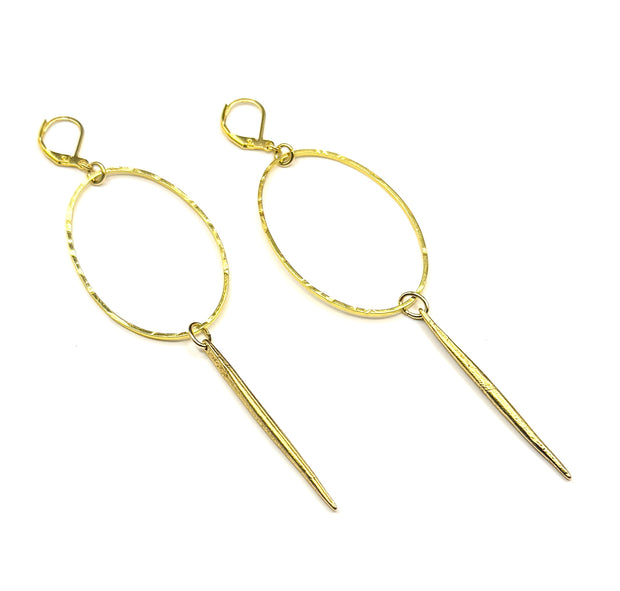 Oval Earrings with Golden Spikes