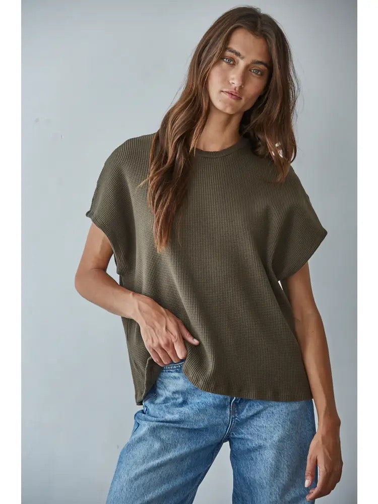 Knit Thermal Short Sleeve Top