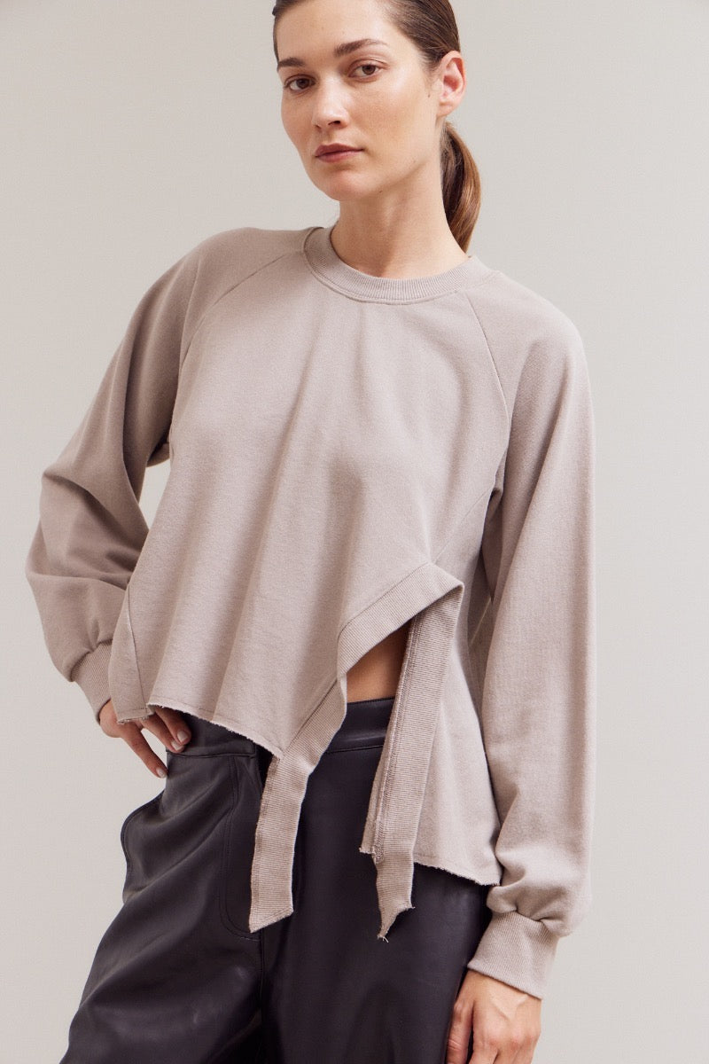 Oversized Tie Front Sweatshirt