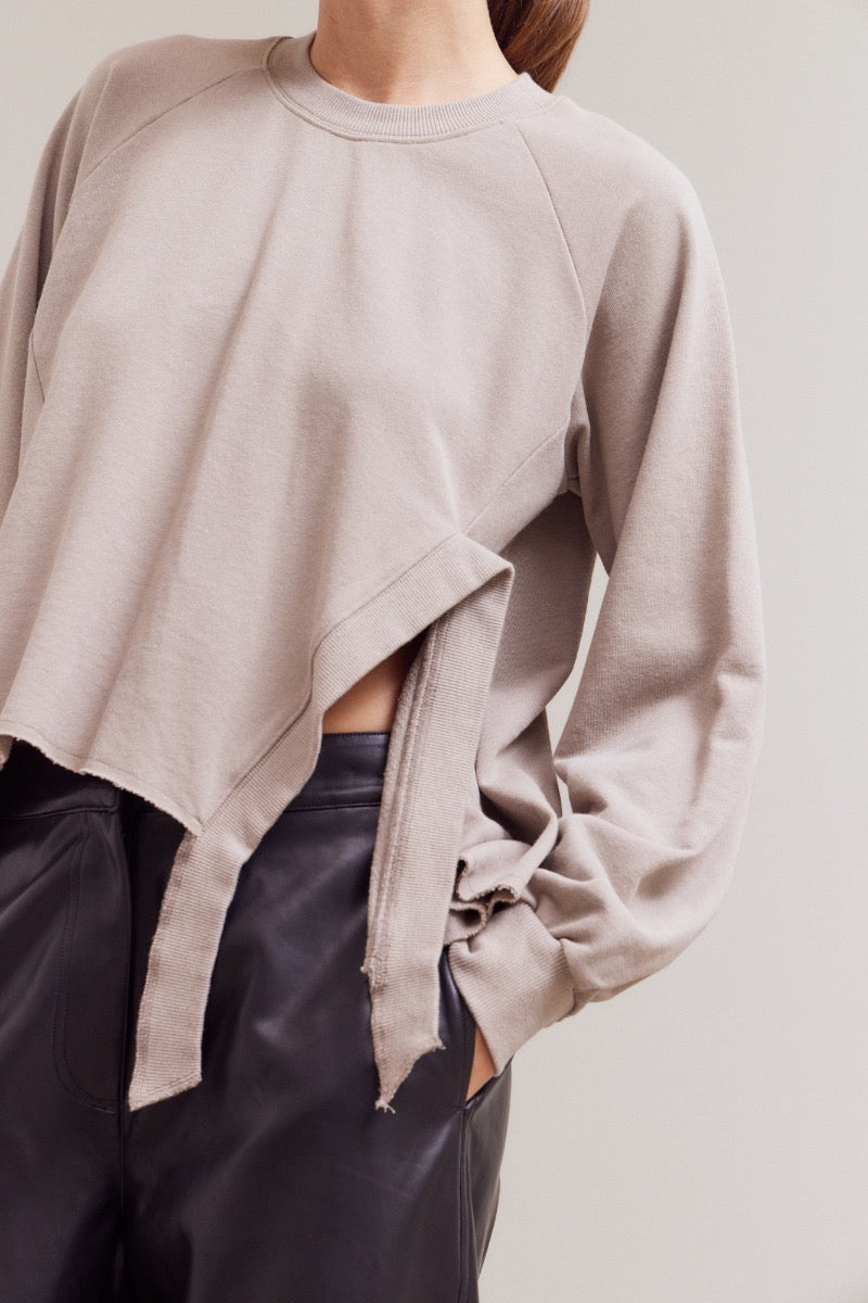 Oversized Tie Front Sweatshirt