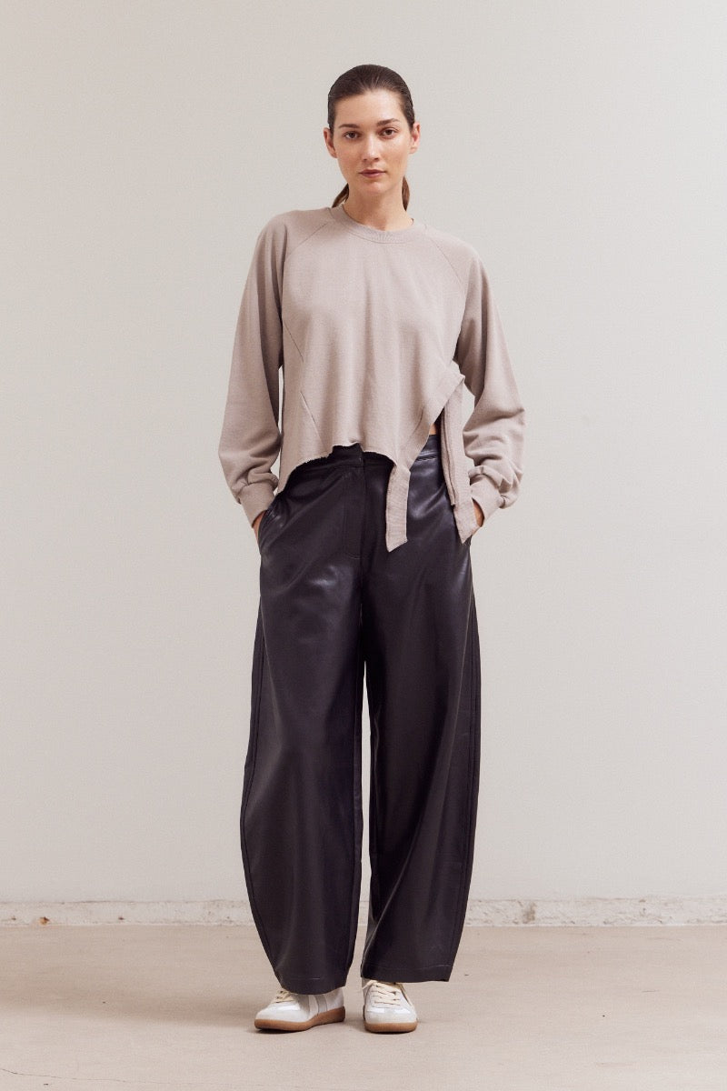 Oversized Tie Front Sweatshirt