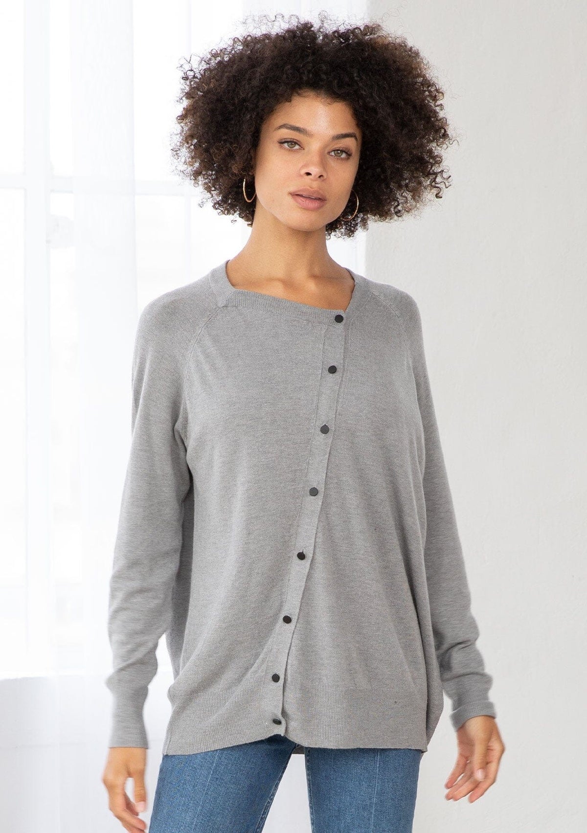Asymmetrical Button Front Cardigan