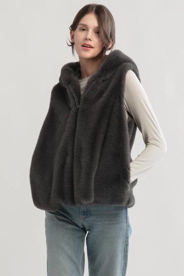 Faux Fur Hooded Vest