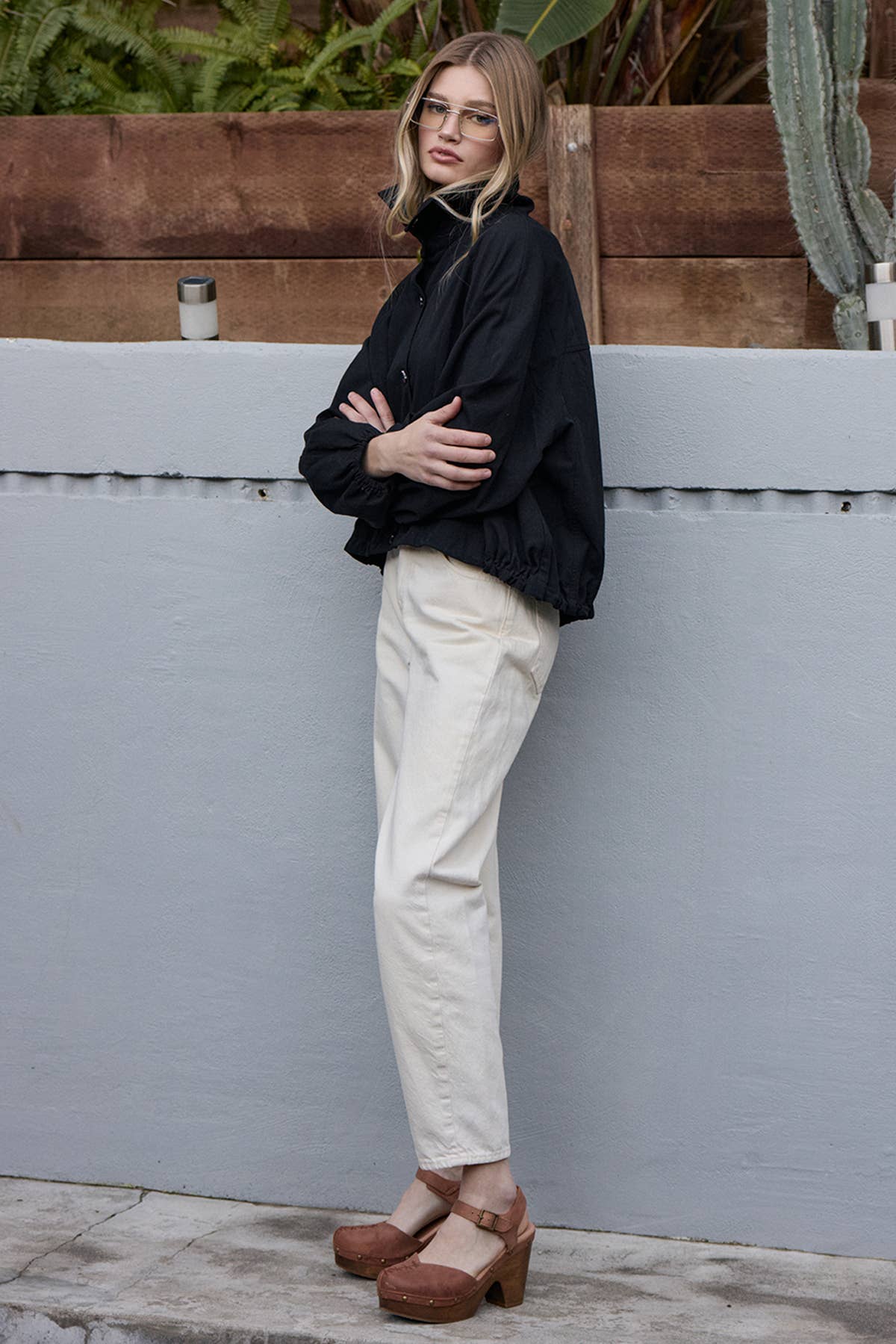 High Neck Button-Up Jacket