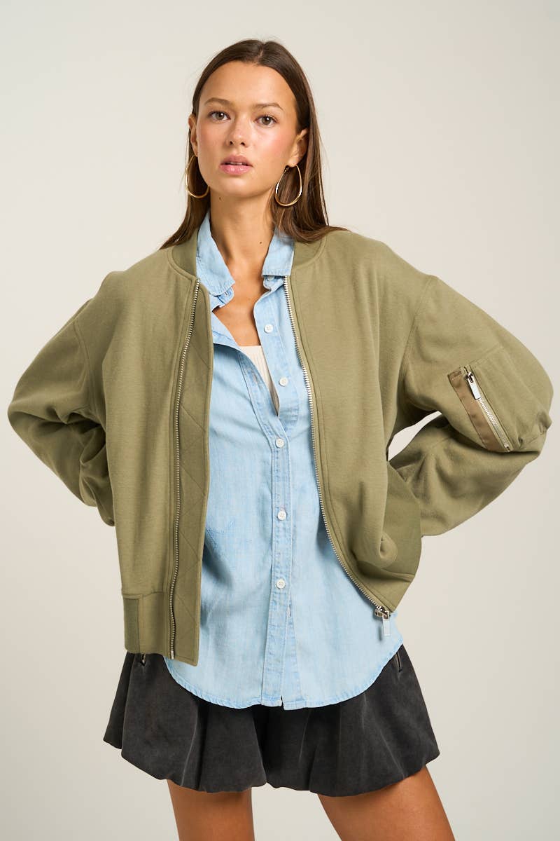 Terry Cargo Bomber Jacket