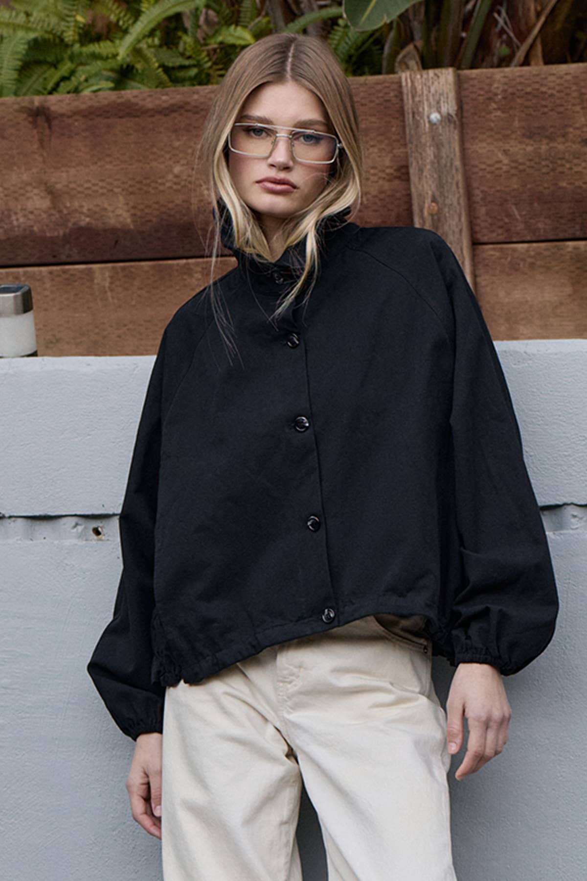 High Neck Button-Up Jacket