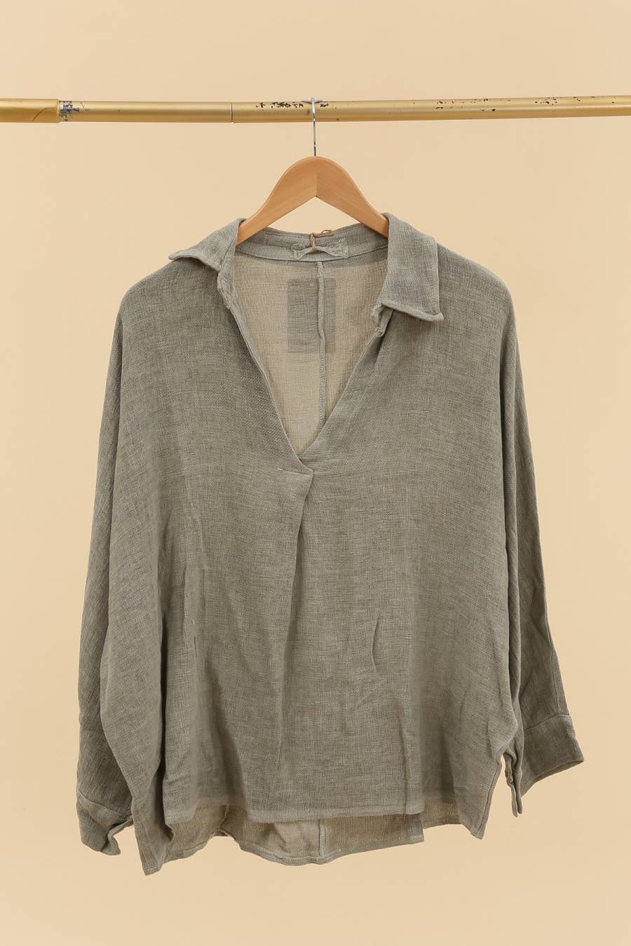 Linen Blend Collared Top