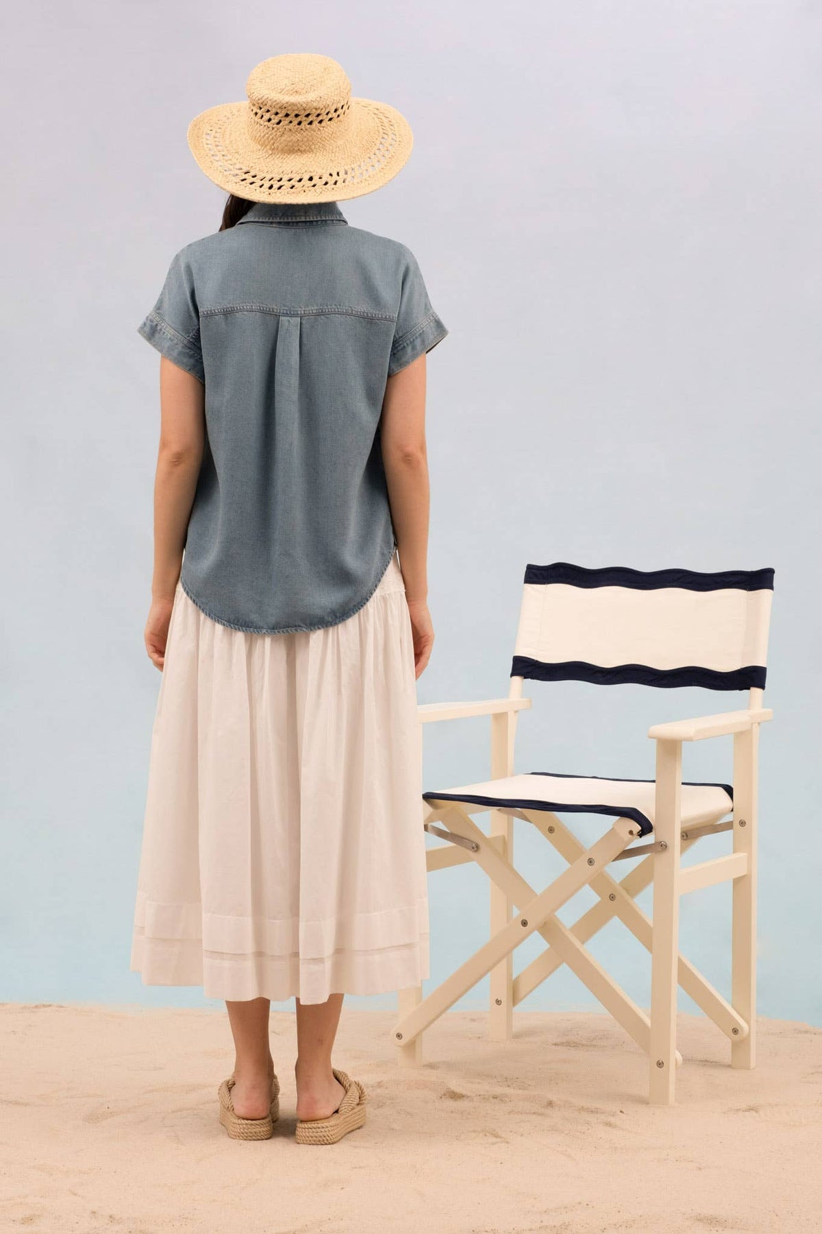 Chambray Button Down Top