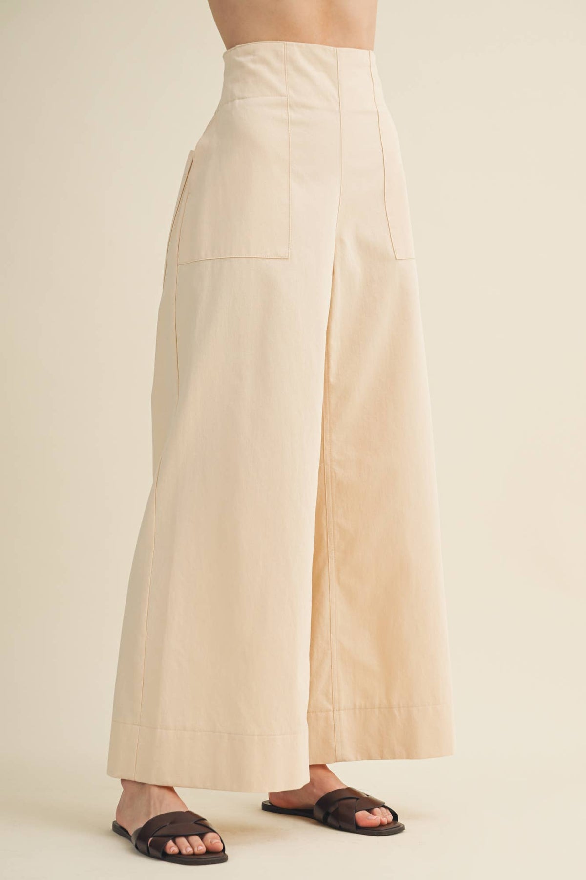 Architectural Seamed Wide-Leg Pants