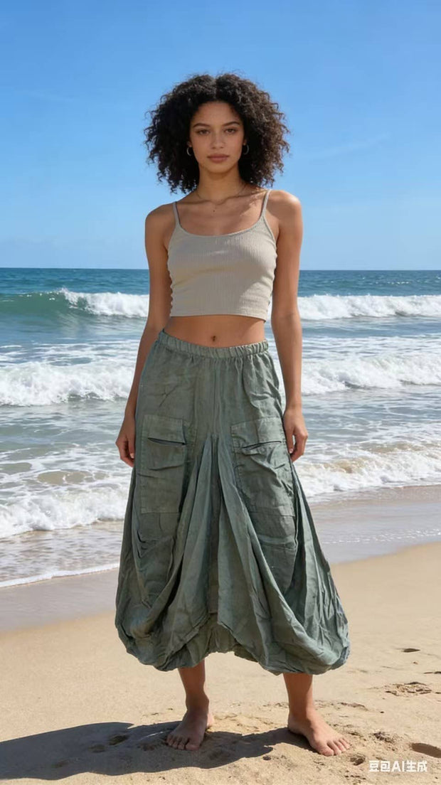 Linen Gathered Skirt