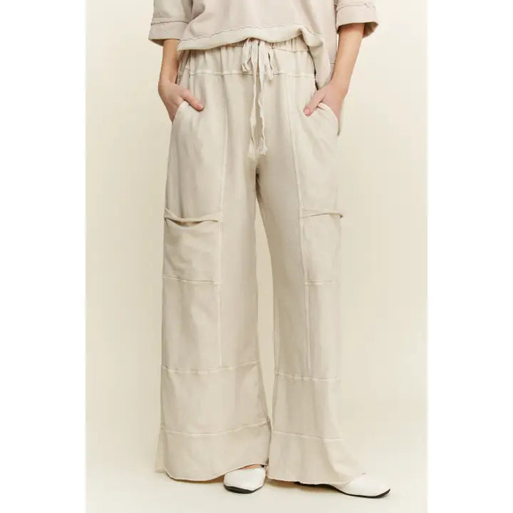 Mineral Wash Wide Leg Cargo Pants