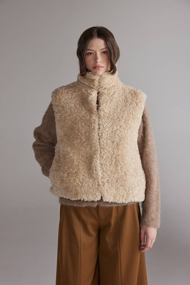 High Neck Reversible Fur Vest