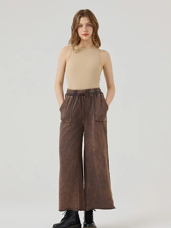 Mineral Washed Raw Edge Pants