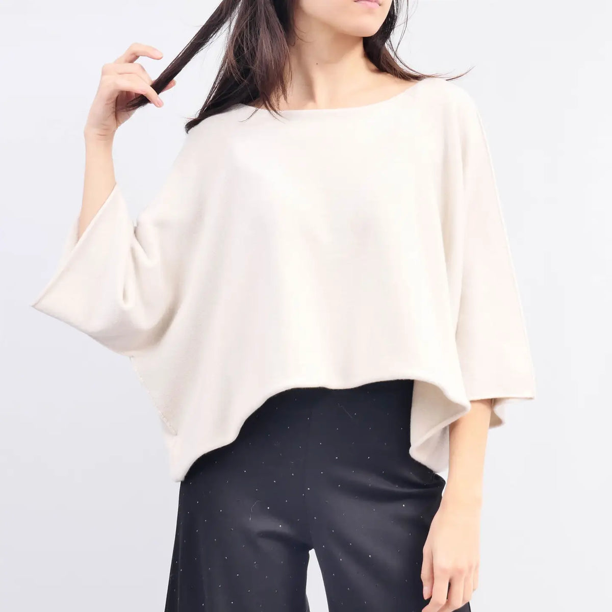 Cropped Oversized 3/4 Sleeve Sweater