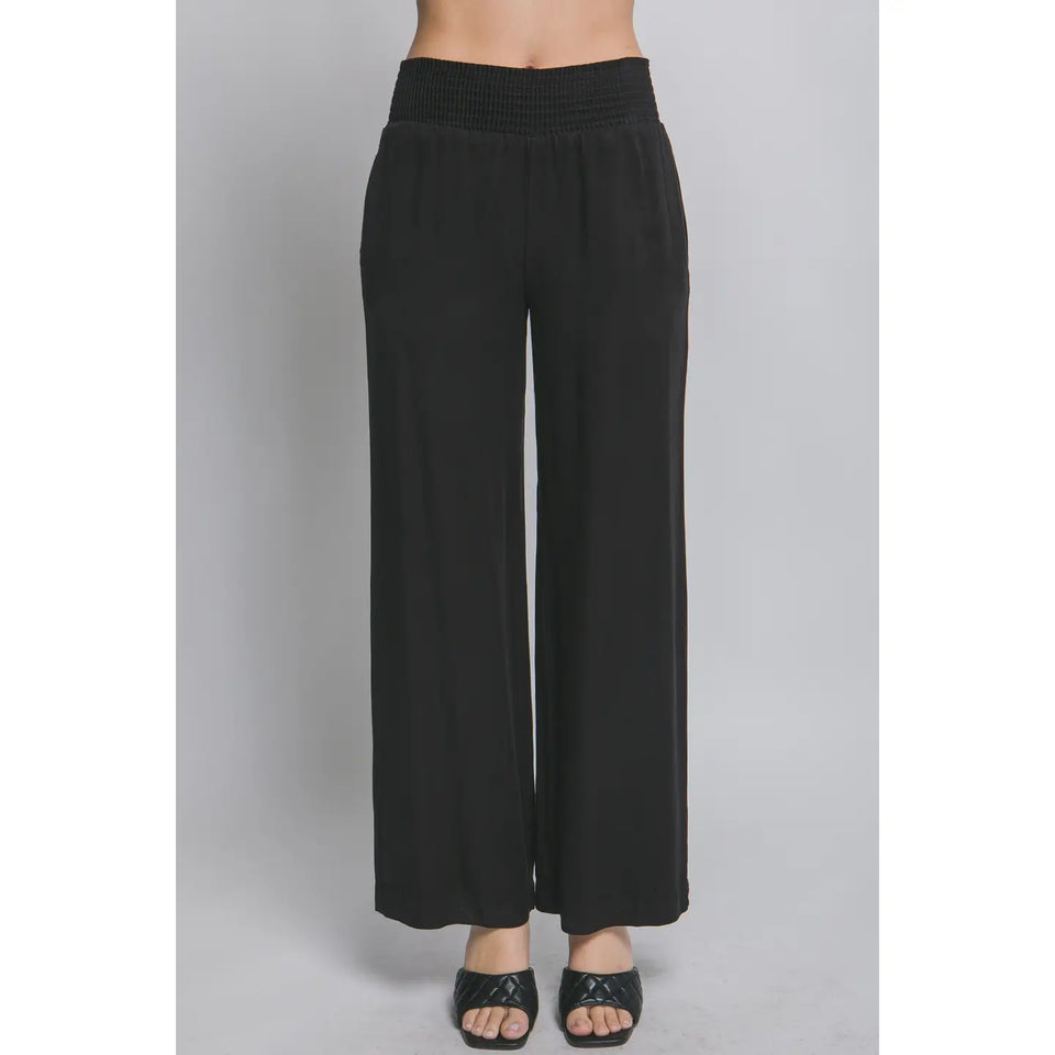 Tencel Smocked Wide Leg Pants