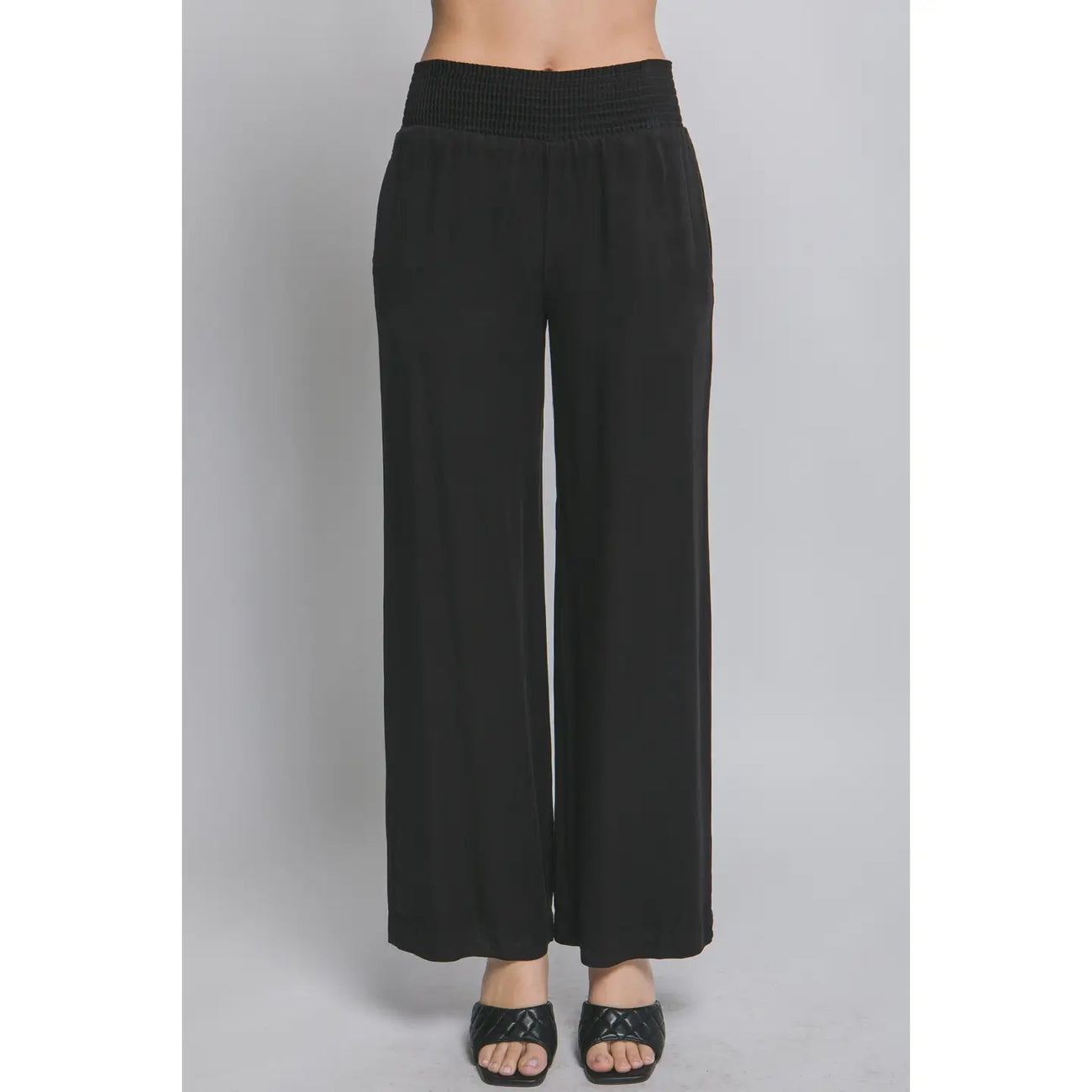 Tencel Smocked Wide Leg Pants