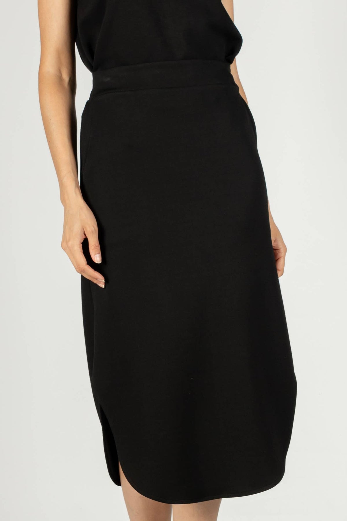 Modal Side Slit Midi Skirt