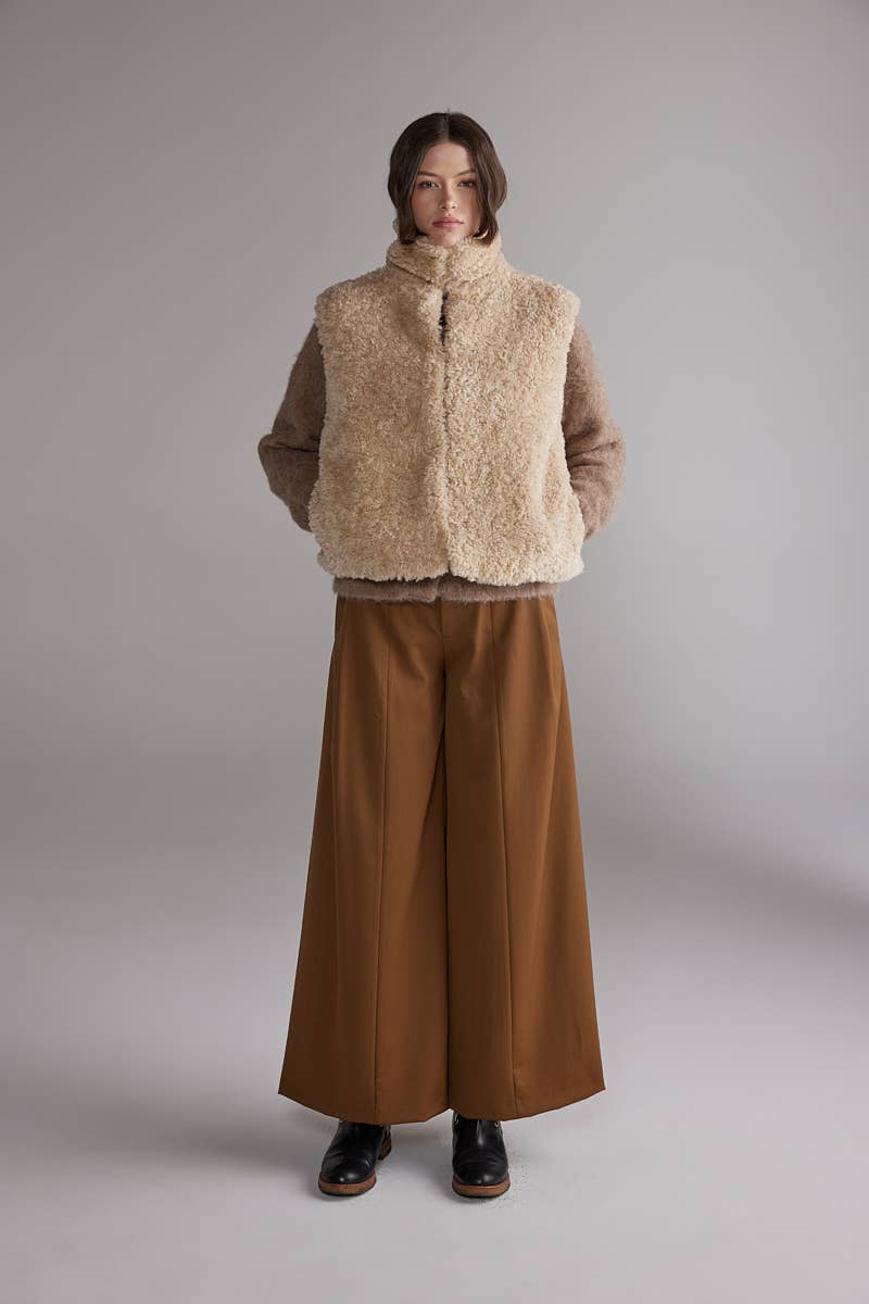 High Neck Reversible Fur Vest
