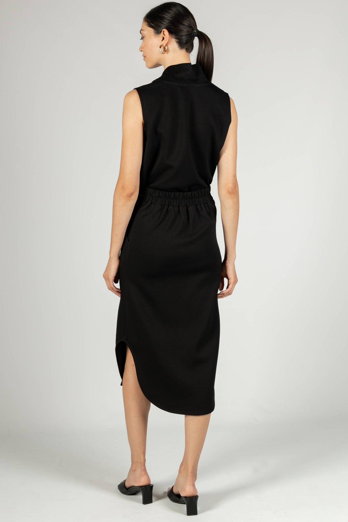 Modal Side Slit Midi Skirt
