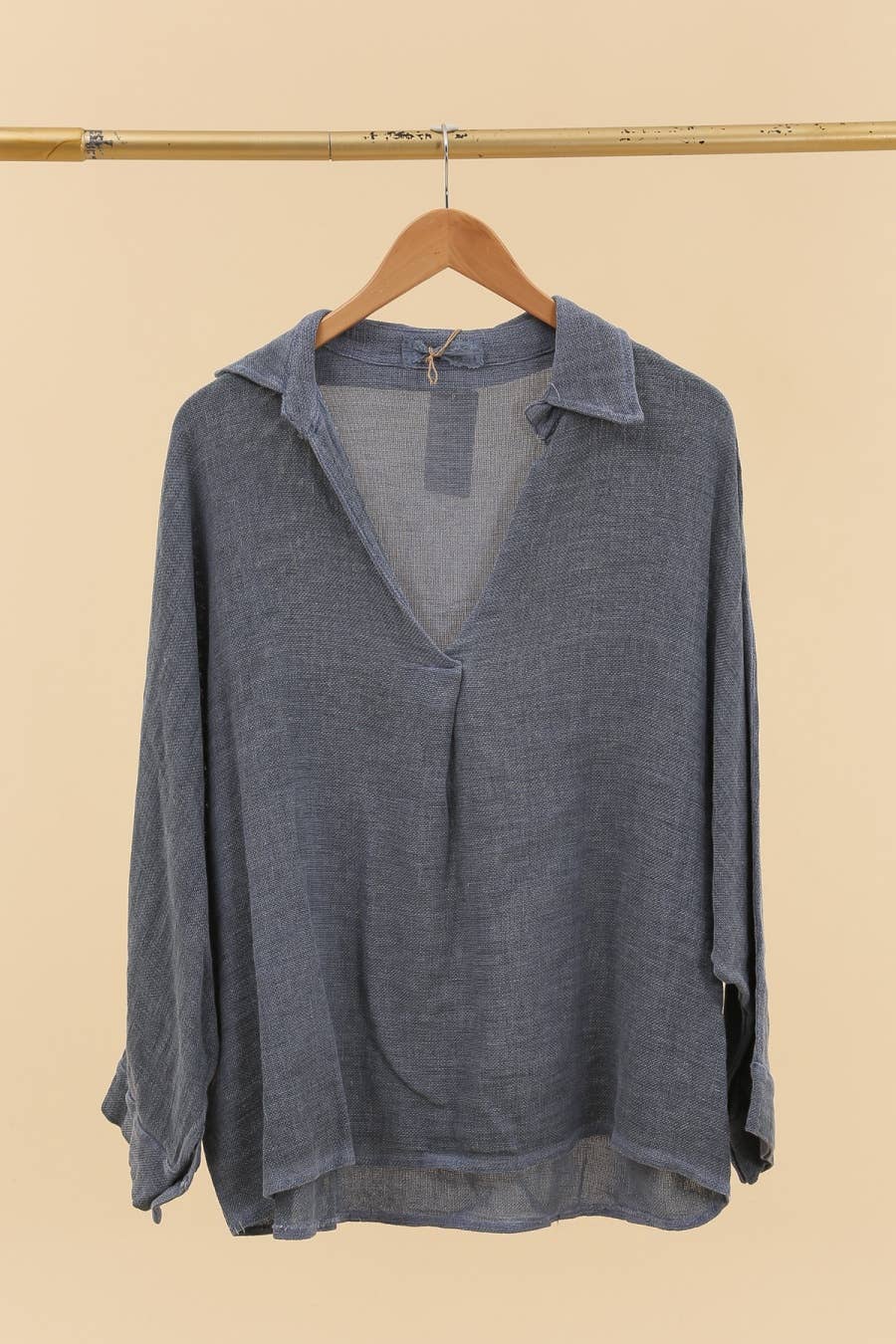 Linen Blend Collared Top