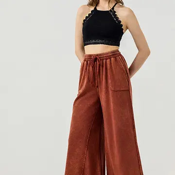 Mineral Washed Raw Edge Pants