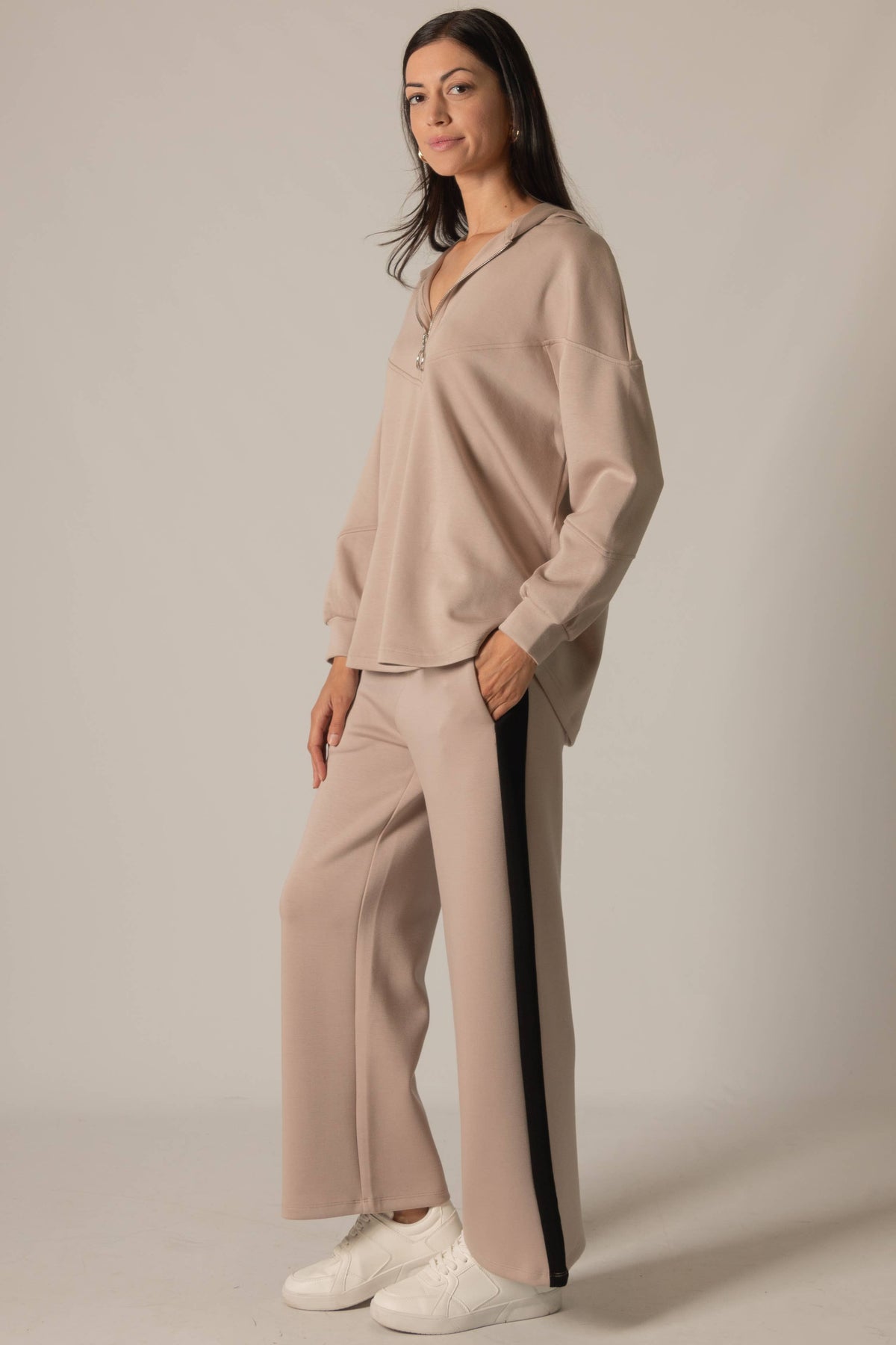 Modal Side Stripe Wide Leg Pants