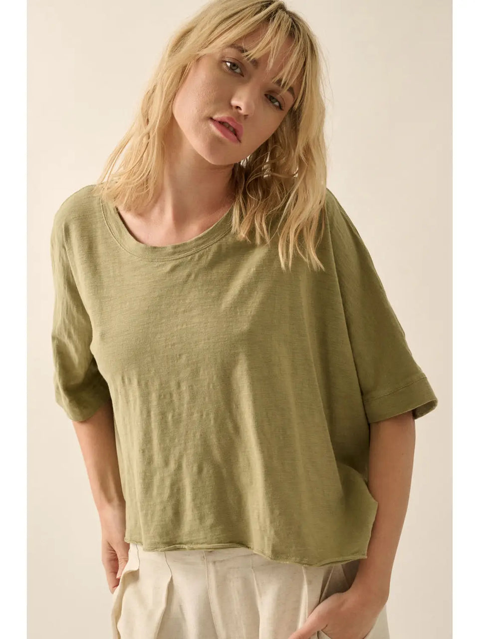 Easy Fit Mineral Washed Slub Knit T-Shirt