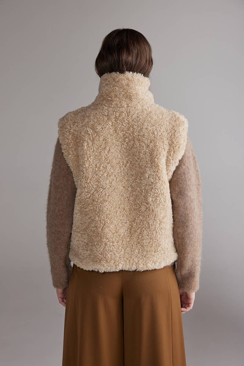 High Neck Reversible Fur Vest