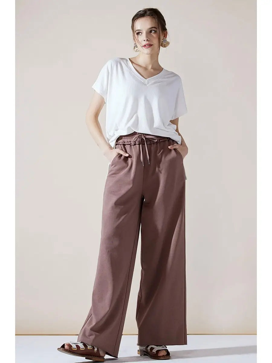 Cotton Wide Leg Sweat Pants
