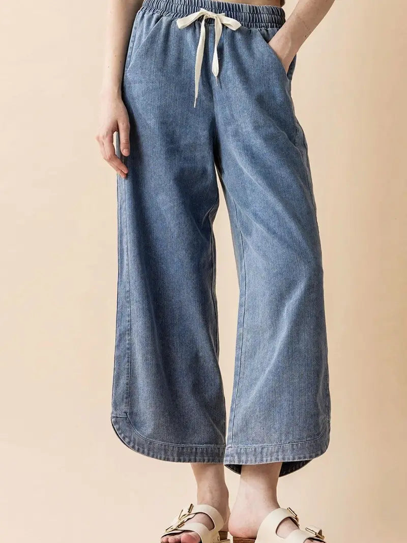 Denim Wide Leg Pants