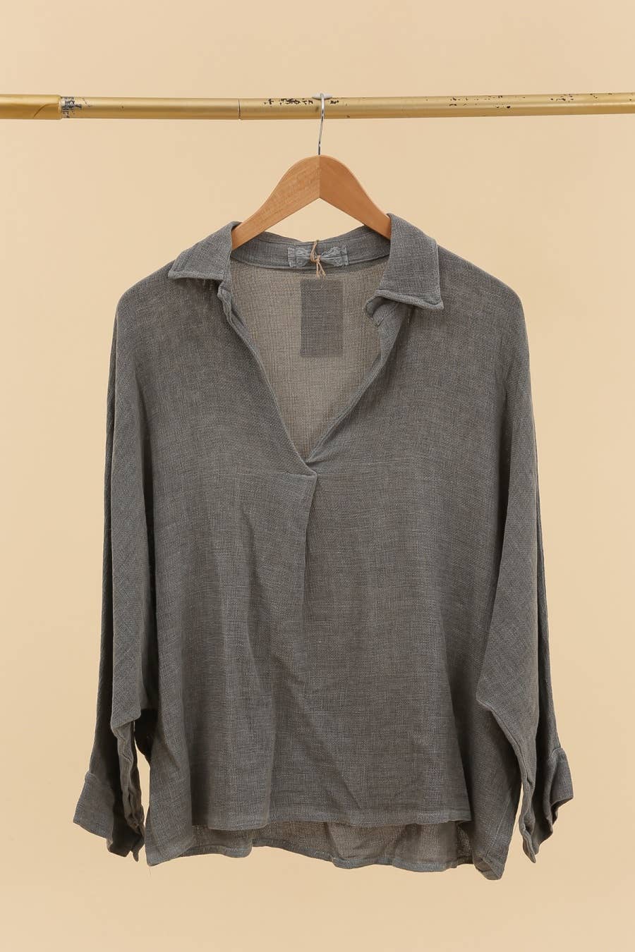 Linen Blend Collared Top
