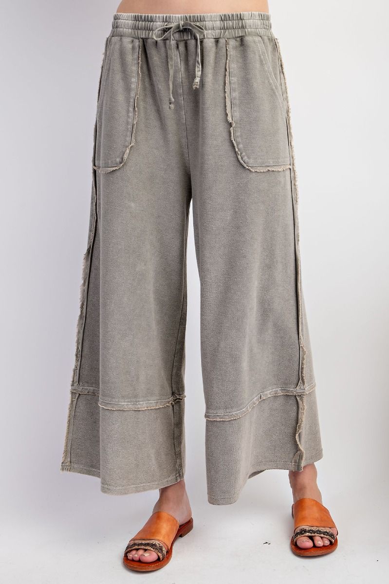 Mineral Wash Seamed Wide Leg Pants