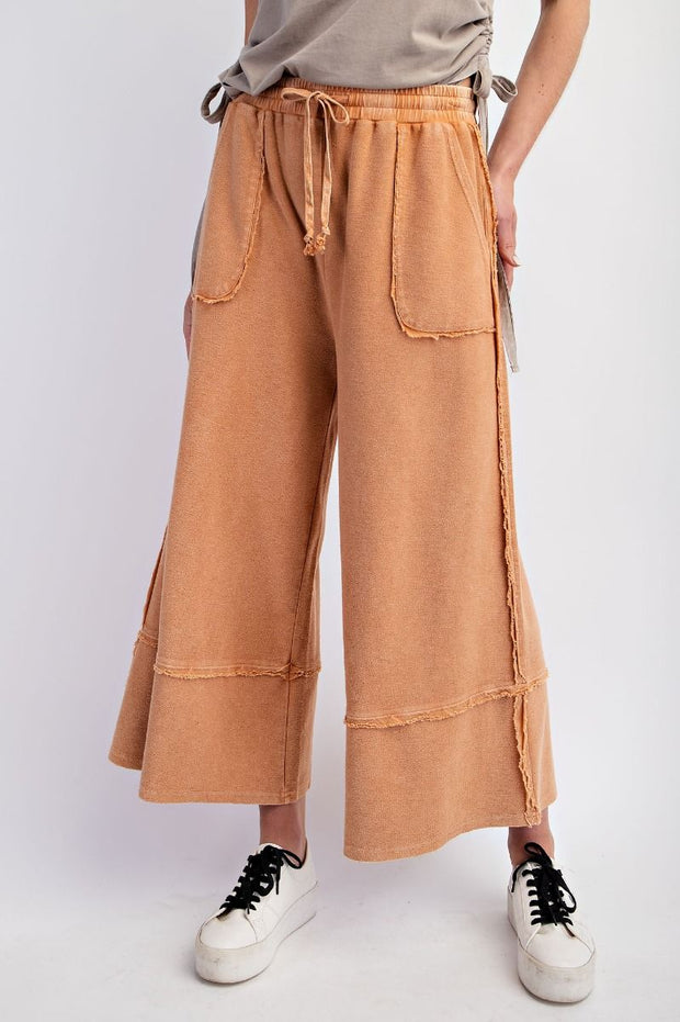 Mineral Wash Seamed Wide Leg Pants