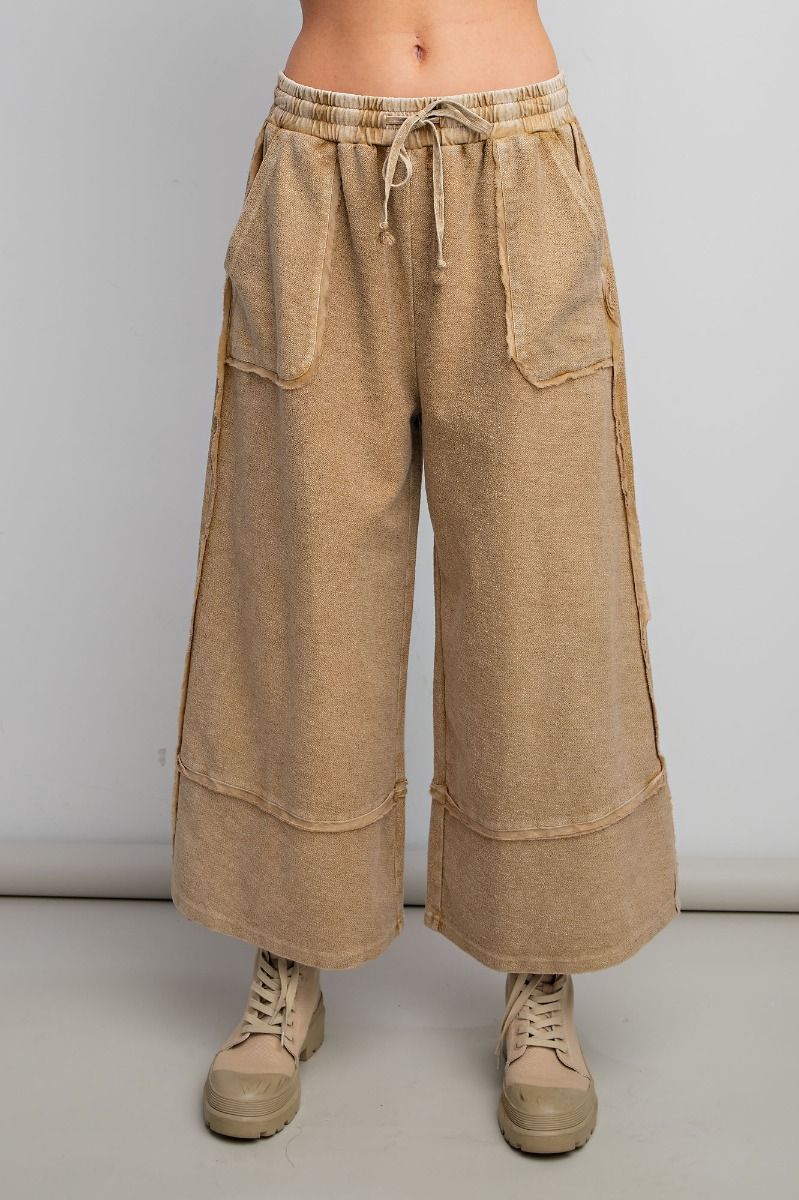 Mineral Wash Seamed Wide Leg Pants