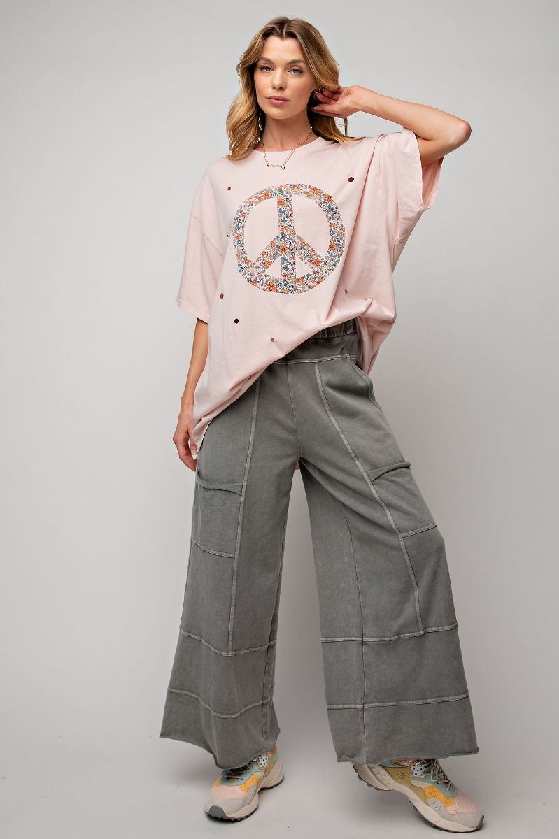 Mineral Wash Wide Leg Cargo Pants - Cotton