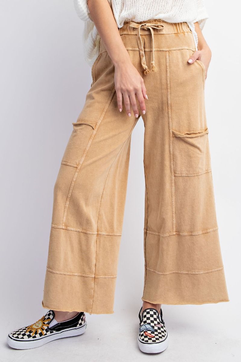 Mineral Wash Wide Leg Cargo Pants - Cotton