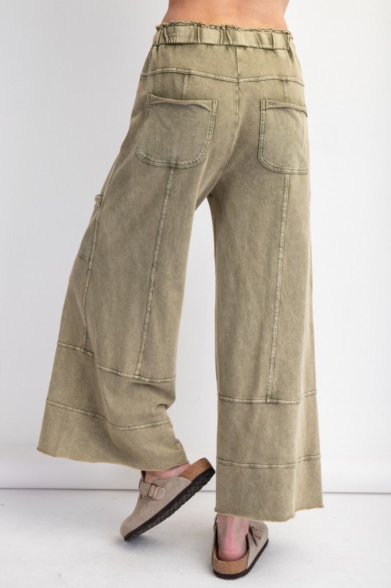 Mineral Wash Wide Leg Cargo Pants - Cotton