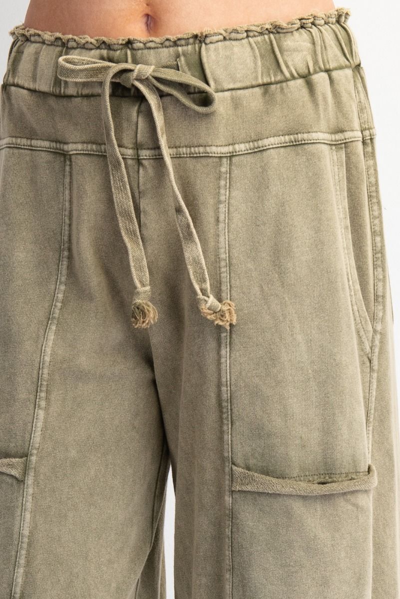 Mineral Wash Wide Leg Cargo Pants - Cotton