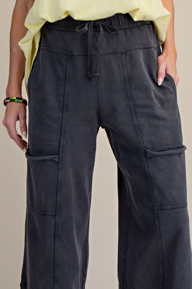 Mineral Wash Wide Leg Cargo Pants