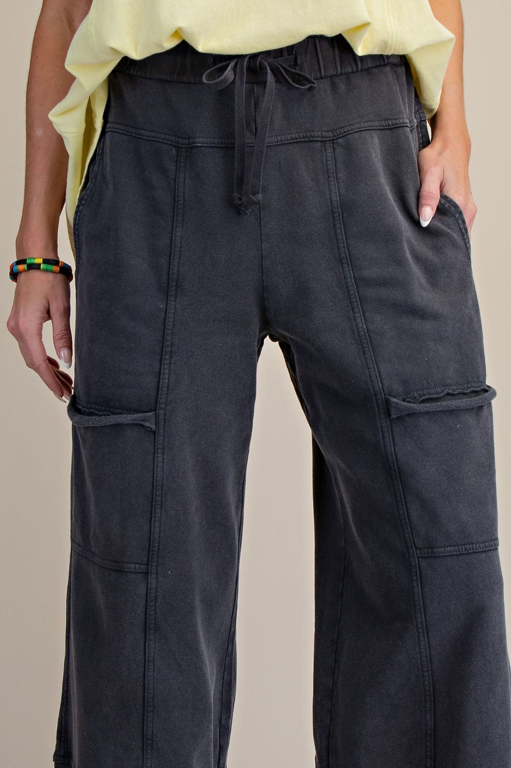 Mineral Wash Wide Leg Cargo Pants